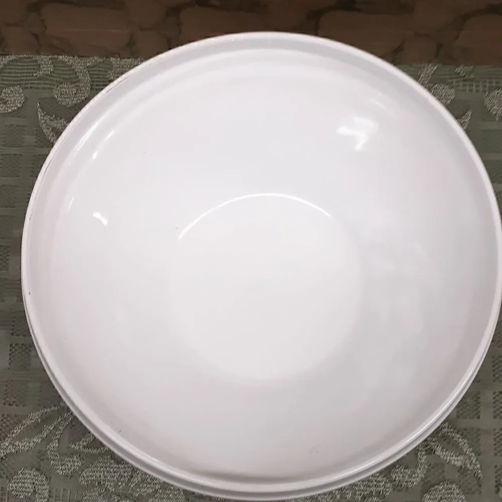 VINTAGE INDIANA GLASS White Milk Glass Laurel large Serving Bowl farmhouse MCM‎